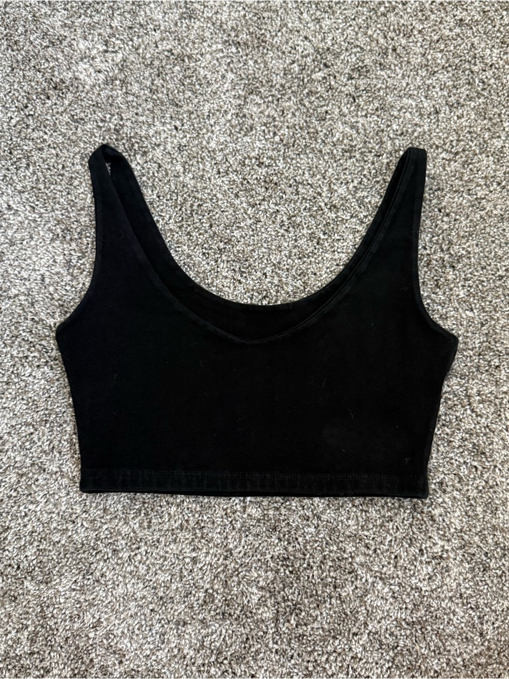 Brandy Melville Black Scoop Neck Crop Tank Top - Women